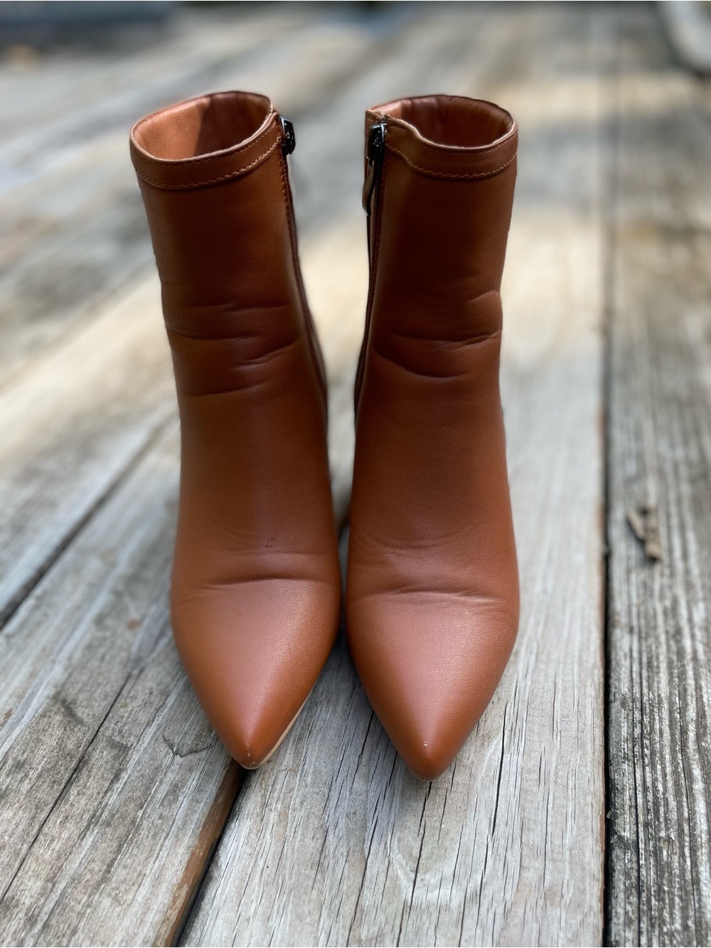Women's Tan & gold Striped Pointed Toe Ankle Boots